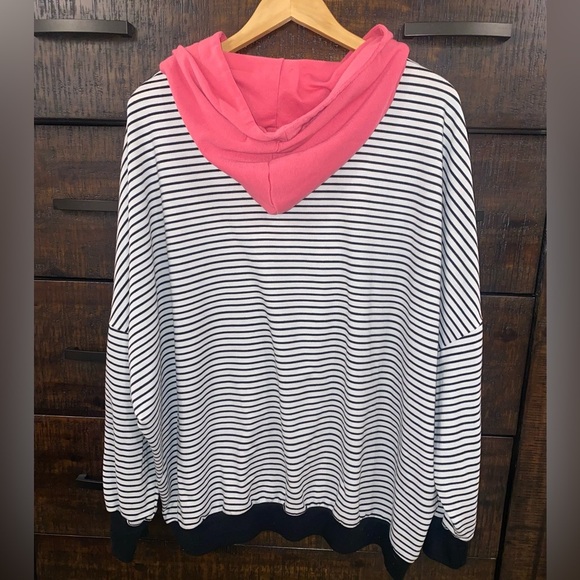 Glitzy Girlz 3X Striped Hoodie with Pink Hood - Picture 2 of 5